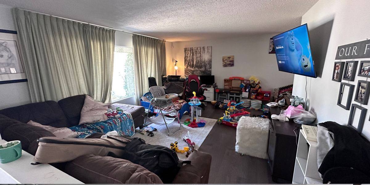 Charlotte living room before cleaning